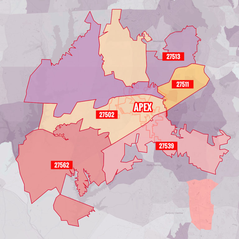 Triangle NC ZIP Code Map Informaion Of Homes For Sale