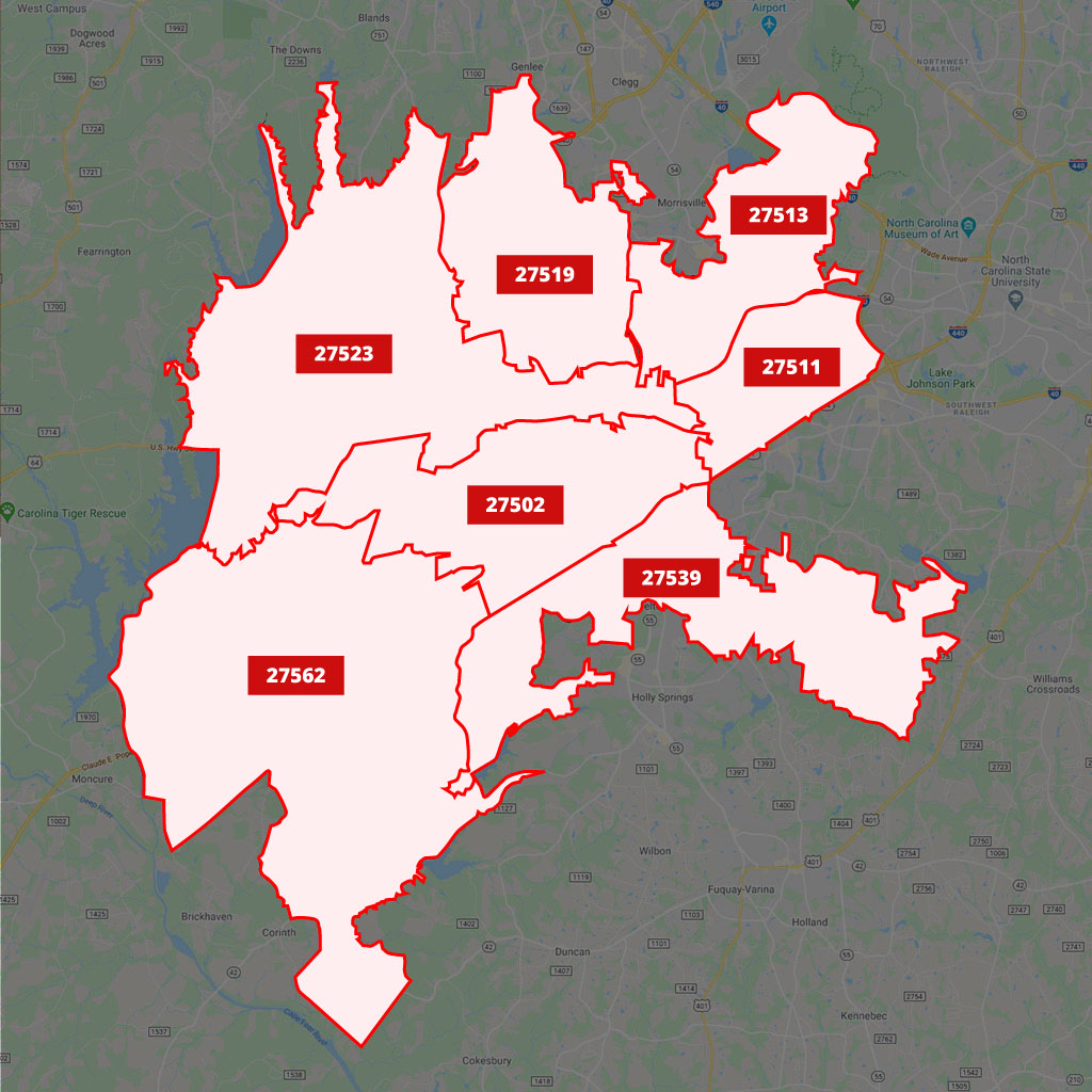 Triangle, NC ZIP Code Map